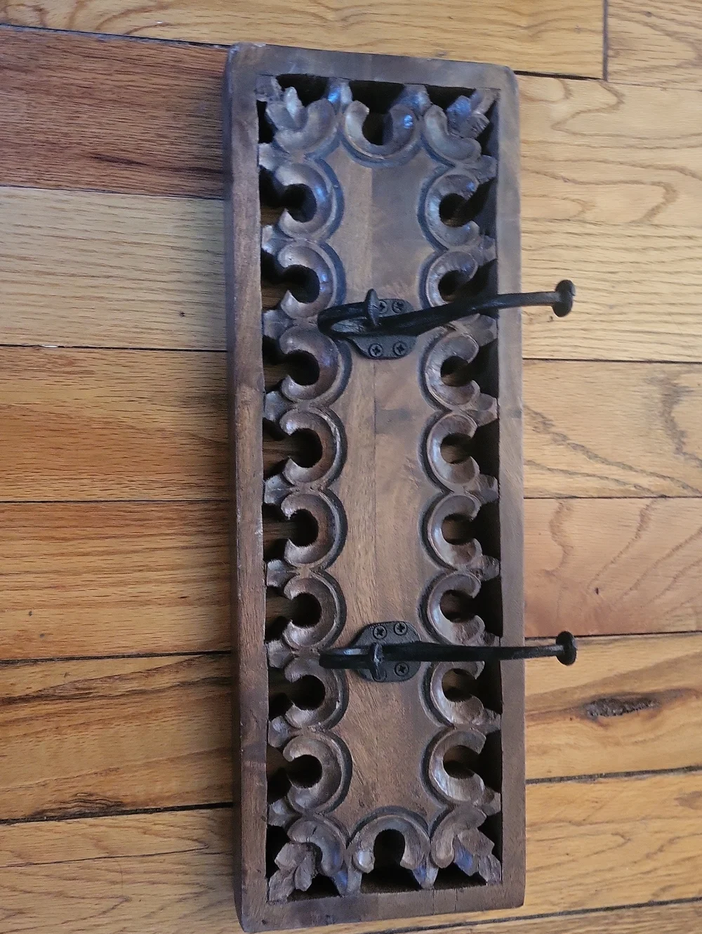 Handcrafted Brown Wooden Wall Decor Hook Rack